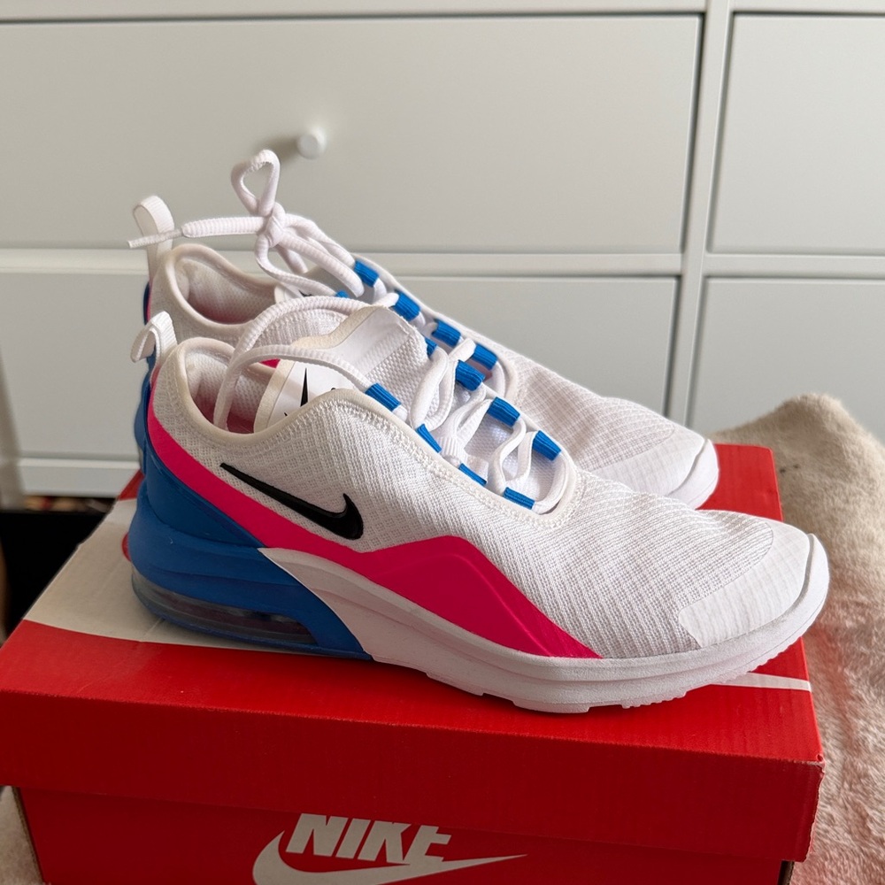 Nike White Sneakers with Pink and Blue Accents